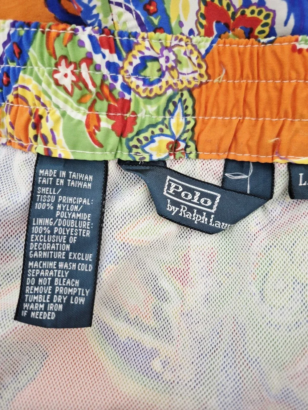 Vtg 90s Polo Ralph Lauren Paisley Multi Swim Trunks Beach Coastal Spring Summer